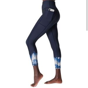 SWEATY BETTY Super Sculpt 7/8 Leggings in Navy Blue Ink Print XXS 828